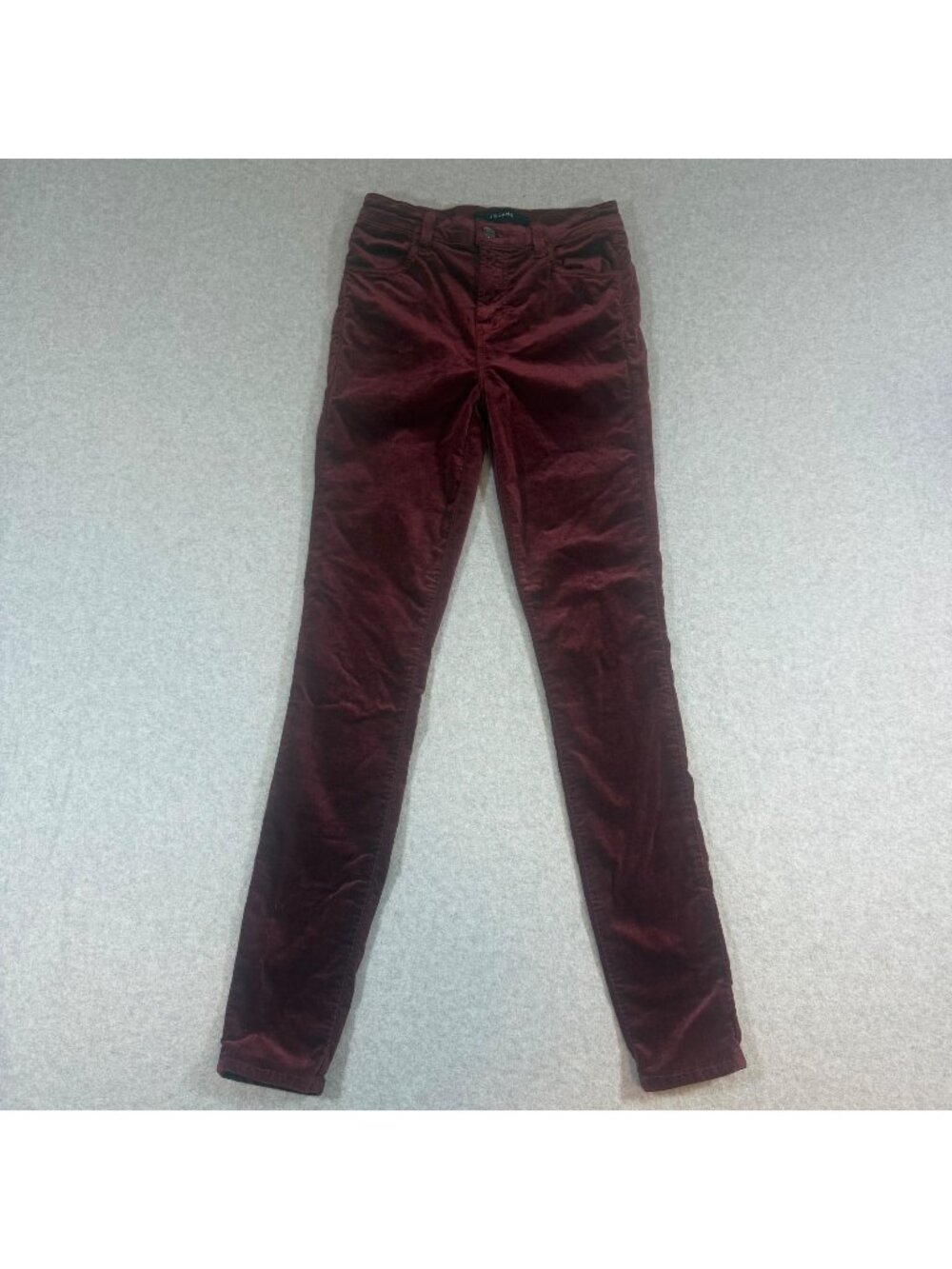J Brand Maria Women's Size 25 Oxblood Burgundy Velvet Skinny Jeans Stretch